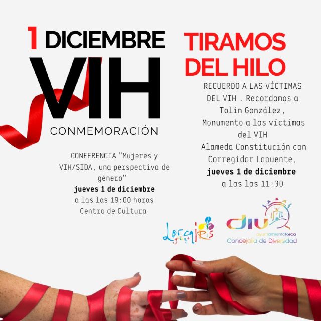 El Ayuntamiento de Lorca y el colectivo Lorcairis lgtbiq+ conmemoran el Día Mundial del VIH a través de la iniciativa 'Tiramos del Hilo'
