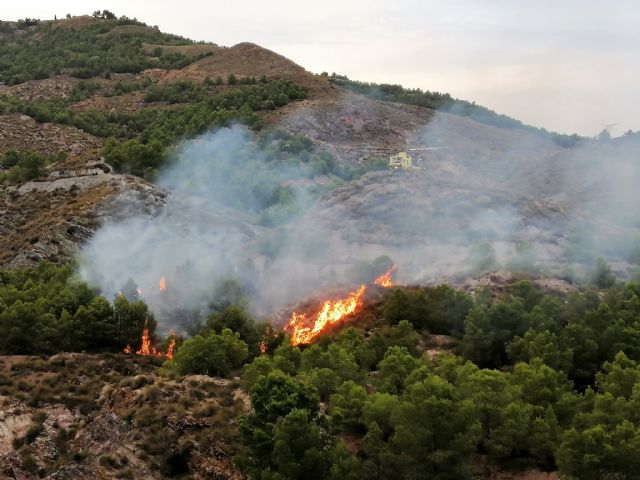 Operativo del Infomur apagan un conato de incendio forestal en la Sierra de la Peñarrubia