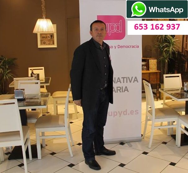 El candidato de UPyD a la alcaldía de Lorca, Juan Manuel Cabrera, hace pública su línea WhatsApp personal