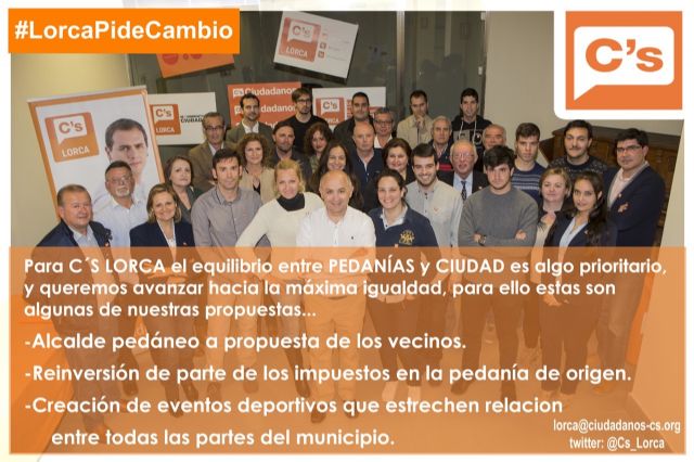 Ciudadanos Lorca quiere avanzar en el  equilibrio entre ciudad y pedanías