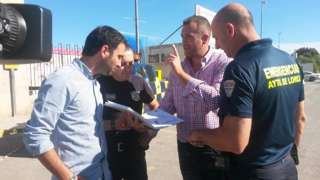 El Plan de Emergencias de la Feria de Lorca unifica los servicios junto a la entrada del Huerto de la Rueda