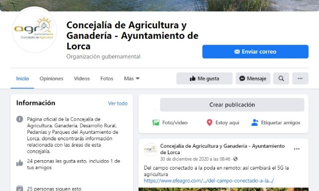La Concejalía de Agricultura y Ganadería de Lorca pone en marcha una nueva página oficial en Facebook