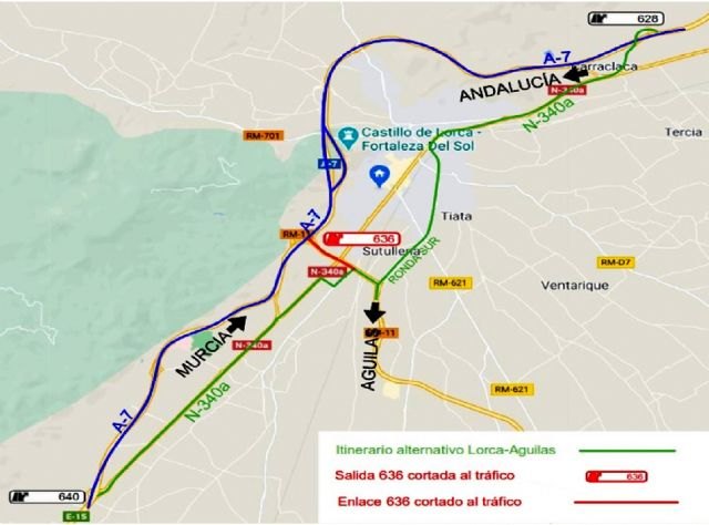 Fomento inicia mañana la señalización de las obras en la autovía A-7 para la construcción del paso interior del barrio lorquino de San Antonio