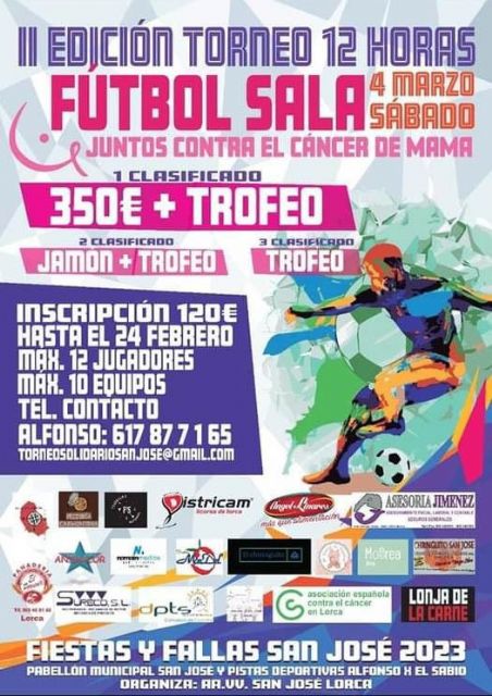 La AA.VV. San José organiza, para este sábado, el II Torneo 12 Horas de Fútbol Sala 'Juntos contra el cáncer de mama'