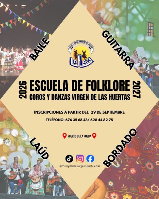 Abiertas las inscripciones para el curso de Escuela de Folklore de Coros y Danzas Virgen de las Huertas