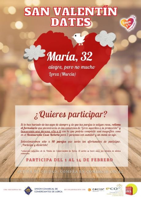 La Concejalía de Comercio y la Unión de Comerciantes de Lorca presentan la campaña 'San Valentín Dates'