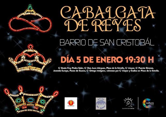 El Barrio de San Cristóbal volverá a acoger mañana la tradicional Cabalgata de Reyes que comenzará a partir de las 19:30 horas en la calle Juan Mínguez