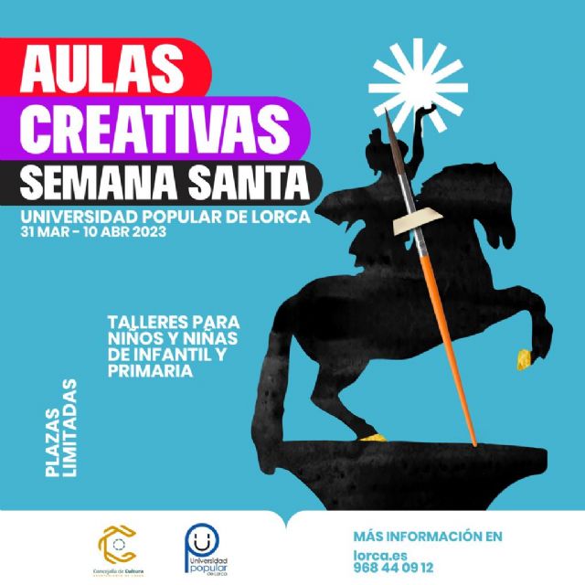 La Universidad Popular de Lorca oferta un total de 72 plazas para una nueva edición de las 'Aulas Creativas de Semana Santa' que se celebrarán del 31 de marzo al 10 de abril