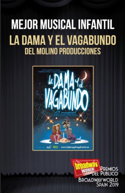 La producción lorquina 'La Dama y el Vagabundo' elegida mejor musical infantil de los premios del público de la prestigiosa revista BroadwayWorld Spain