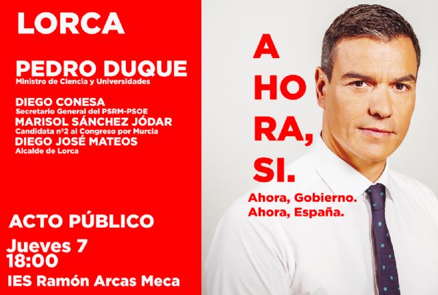 El Ministro de Ciencia y Universidades, Pedro Duque, visitará mañana Lorca