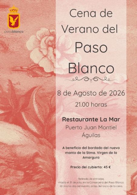 El Paso Blanco celebra mañana su Cena de Verano a beneficio del nuevo manto de la Virgen de la Amargura