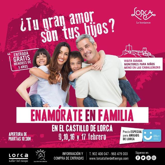 'Lorca, Taller del Tiempo' pone en marcha una iniciativa por San Valentín para que las familias al completo puedan disfrutar de la visita al Castillo