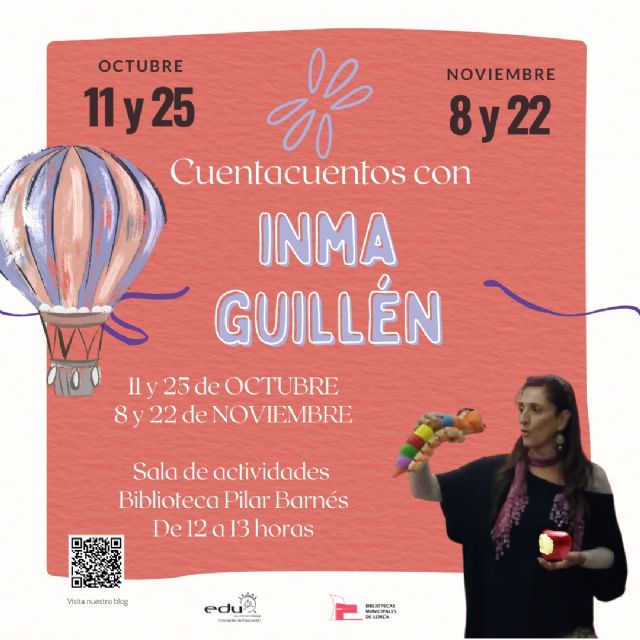 La actriz y cuentacuentos lorquina Inma Guillén inaugura el ciclo 'Sábados de cuento', una iniciativa dirigida al fomento de la lectura entre los más pequeños