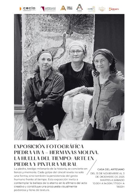 La Casa del Artesano de Lorca acoge la exposición 'Piedra Viva. Hermanas Molina. La huella del tiempo: Arte en piedra y pintura mural'