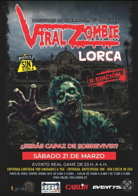 Regresa a Lorca la segunda edición de la iniciativa inmersiva Viral Zombie® Real Game, con cientos de muertos vivientes por el casco histórico y el centro de la ciudad