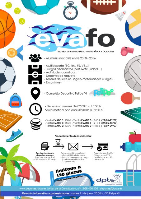 Regresa la escuela de verano de actividad física y ocio (EVAFO) incluyendo aula matinal y más disciplinas educativas