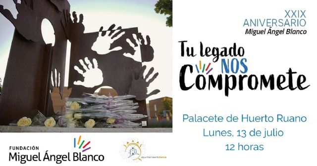 El alcalde de Lorca invita a los lorquinos a asistir al homenaje a Miguel Ángel Blanco en el XXIX aniversario de su secuestro y asesinato por la banda terrorista ETA