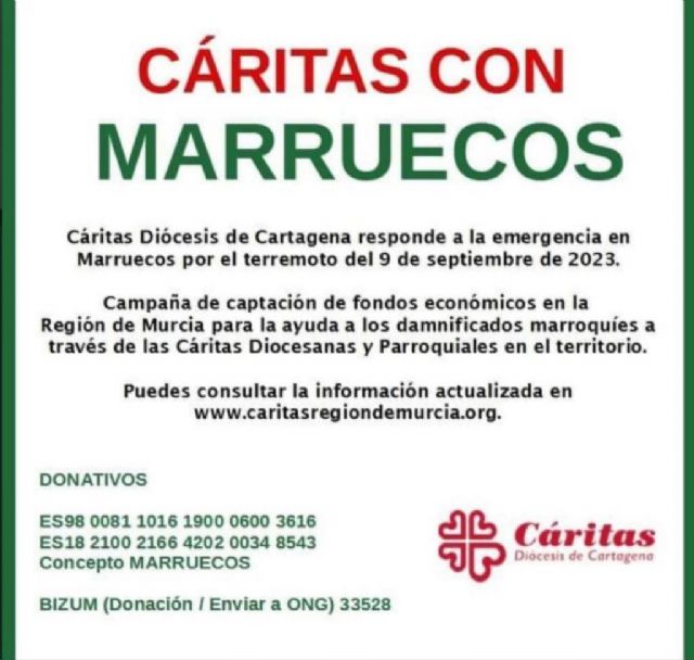 El Ayuntamiento de Lorca anima a los lorquinos a ayudar a Marruecos