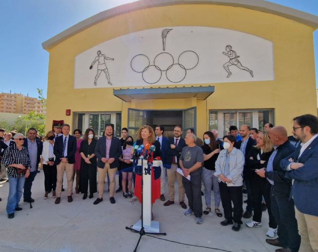 El gimnasio del Instituto José Ibáñez Martín reinaugurado tras la culminación del proceso de recuperación de los daños causados por los terremotos de 2011
