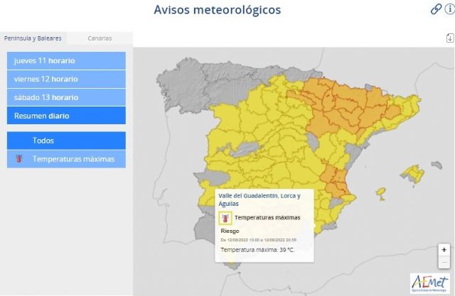 Lorca activa el Plan Territorial de Protección Civil en Fase de Preemergencia ante el episodio de altas temperaturas previstas para el fin de semana