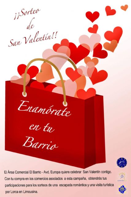 'Enamórate en tu barrio', la nueva iniciativa comercial puesta en marcha por el Área Comercial El Barrio-Europa para festejar San Valentín y ganar una escapada romántica