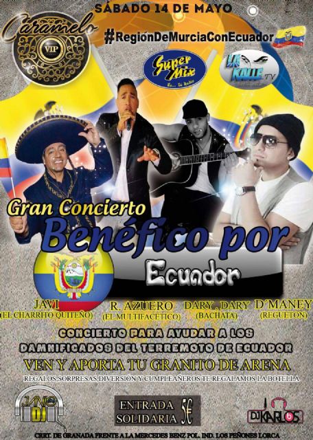La Plataforma Región de Murcia con Ecuador organiza un concierto benéfico para este sábado en la discoteca Caramelo