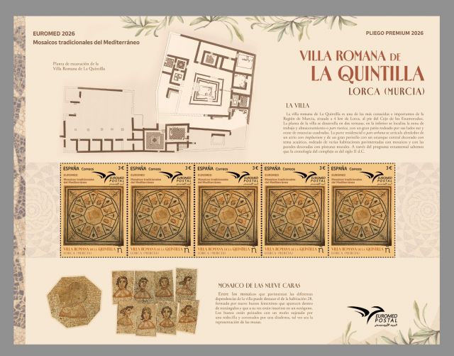 Correos pone en circulación un sello dedicado a la villa romana La Quintilla de Lorca
