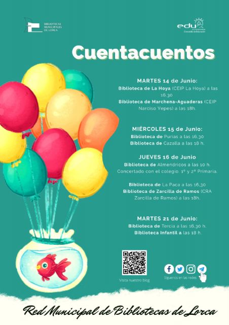 La concejalía de Educación organiza, a través de la Red Municipal de Bibliotecas, una nueva programación de cuentacuentos en las bibliotecas de las pedanías