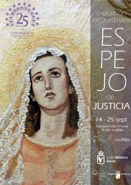 La exposición 'Espejo de Justicia' muestra la imagen de la Virgen de la Amargura en el bordado