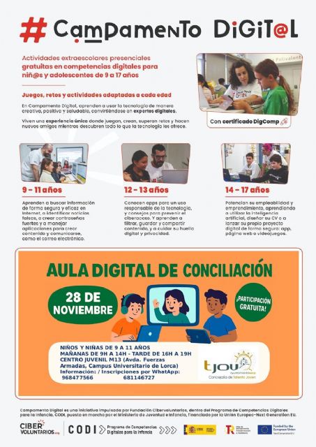 Abierto el plazo de inscripción para el Aula Digital de Conciliación que se celebrará el 28 de noviembre en el Centro Juvenil M13