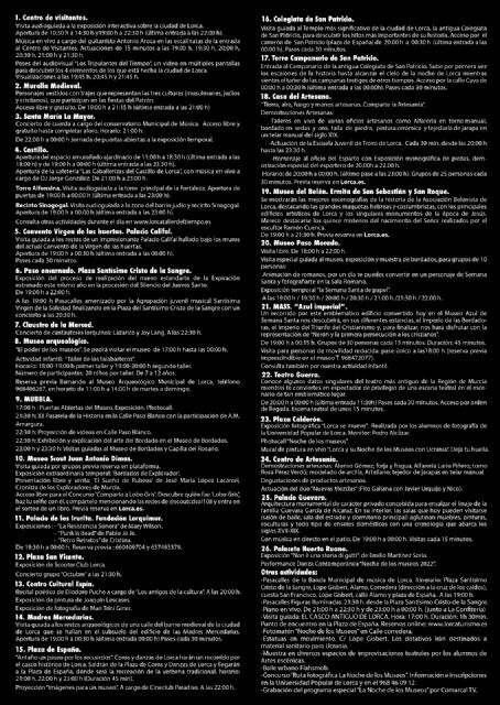 El Ayuntamiento de Lorca organiza una programación con cerca de 70 actividades para celebrar la 'Noche de los Museos 2022' el próximo sábado, 21 de mayo