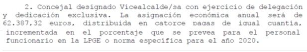El proyecto de presupuesto del actual alcalde (PSOE) inventa un sueldo de 62.387 euros para la posible dedicación exclusiva del vicealcalde (Ciudadanos)