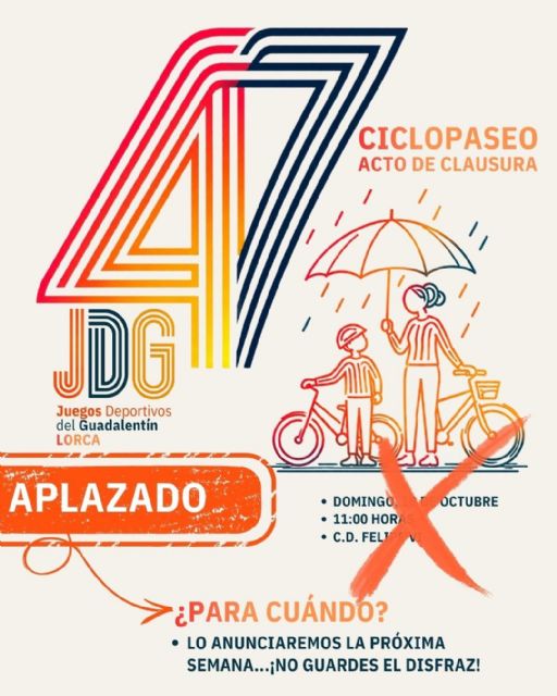 Los 47&deg; JDG aplazan el Ciclopaseo de clausura, previsto para ma&ntilde;ana, por la previsión de fenómenos meteorológicos adversos