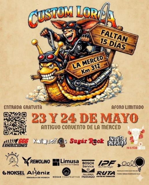 El festival motero y solidario 'Custom Lorca' llega a La Merced el próximo fin de semana con conciertos y exhibiciones acrobáticas