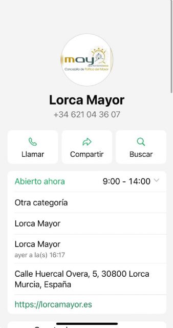 La Concejalía del Mayor activa el chat de WhatsApp 'Cercanos' para facilitar la inscripción en talleres y actividades para los mayores del municipio