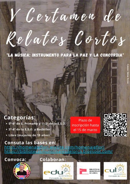 El Ayuntamiento anima a los lorquinos a participar en la V edición del Certamen de Relatos Cortos en homenaje José Alberto Lario