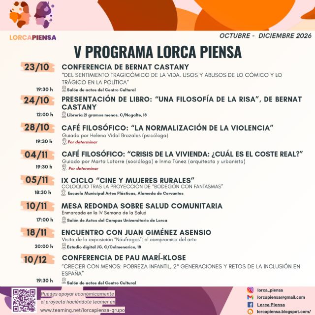 Bernat Castany abordará en Lorca los vínculos entre la comicidad, la tragedia y la política