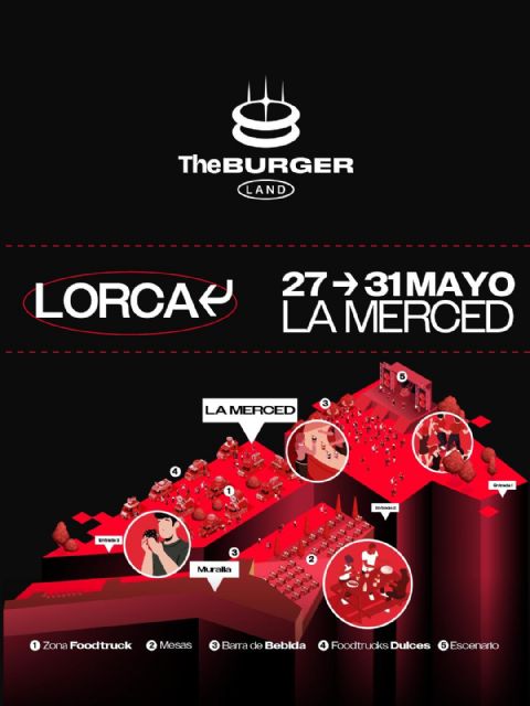 Lorca acoge THE BURGER LAND: hamburguesas gourmet, música en directo y sabor murciano en La Merced