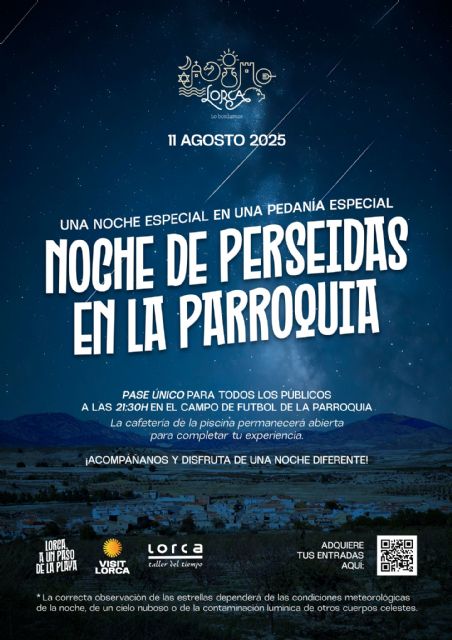 Lorquinos y visitantes podrán disfrutar por primera vez este verano de la 'Noche de Perseidas' en la pedanía de La Parroquia