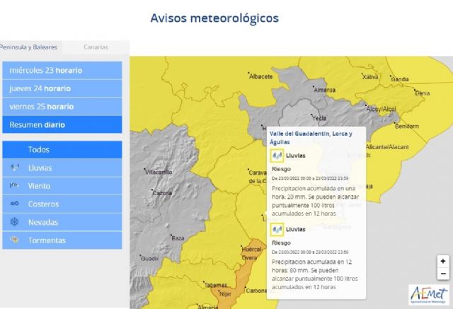 La persistencia de las lluvias en el municipio de Lorca provoca desprendimientos en laderas y algunos elementos en fachadas