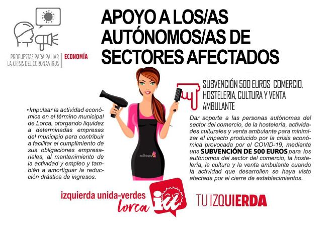 IU-Verdes llevará al Pleno monográfico del coronavirus 40 medidas para paliar los efectos de la crisis sanitaria en Lorca