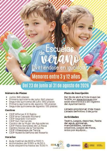 Abierto el plazo para participar en los talleres de verano 'Divirtiéndose en Igualdad' dirigidos a facilitar la conciliación durante el periodo estival