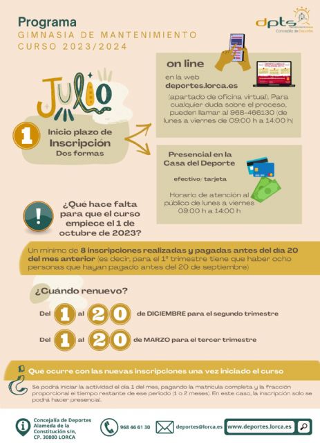 La Concejalía de Deportes abre el plazo para participar en el programa de gimnasia de mantenimiento el próximo curso