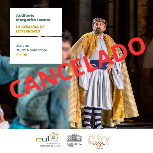 Se cancela la función 'La comedia de los errores' prevista para mañana en el Auditorio Margarita Lozano