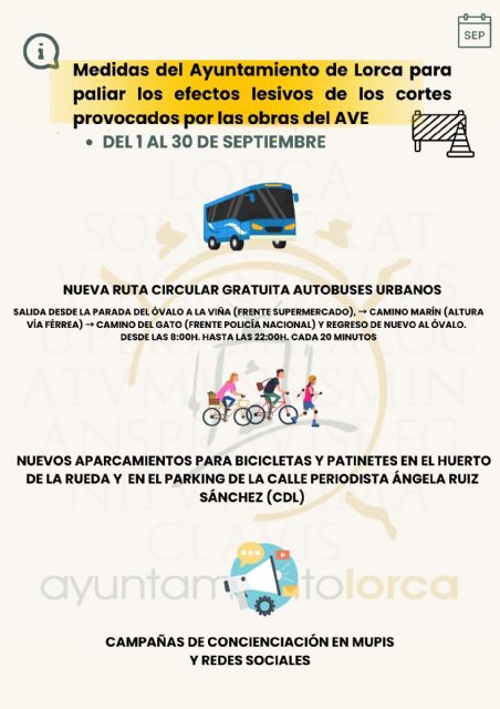 El Ayuntamiento de Lorca acondiciona el nuevo parking disuasorio de la calle Periodista Ángela Ruiz, junto al CDL, para agilizar los desplazamientos urbanos por las obras del AVE