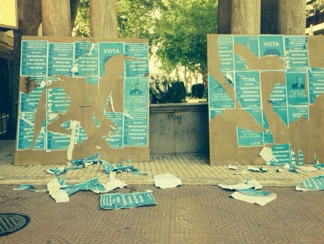 El PP de Lorca denunciará ante la Junta Electoral los ataques sistemáticos y vandálicos contra sus carteles electorales