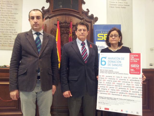 Este jueves se celebra el VI Maratón de Donación de Sangre 'Ser Solidarios Lorca' en el Aula de Cultura de Cajamurcia