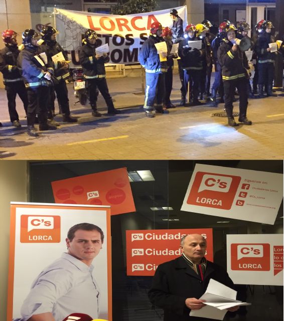 Ciudadanos- Partido de la Ciudadanía en Lorca, muestra su apoyo a la manifestación realizada por el Cuerpo de Bomberos