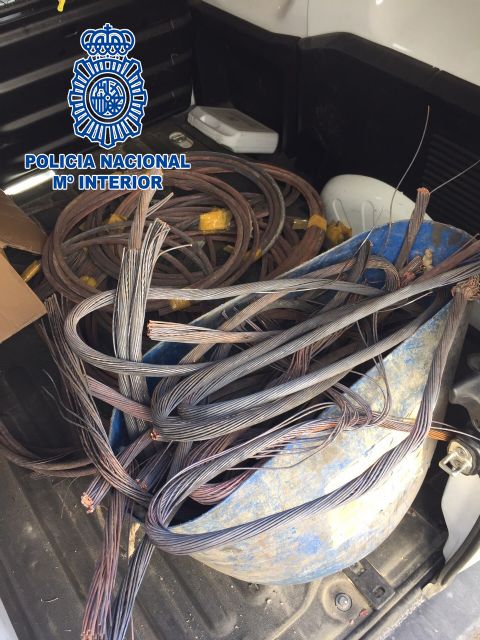 Desde principio de año la Policía Nacional en Lorca ha detenido a siete personas e intervenido 290 kilos de material de cobre