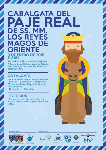 El Paso Azul acompañará al Paje Real de los Reyes Magos el próximo domingo 3 de enero en una cabalgata por las calles de Lorca